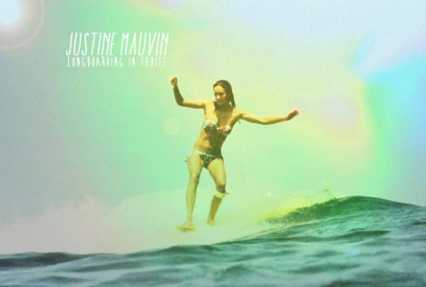 Justine Mauvin Surfing in Tahiti.